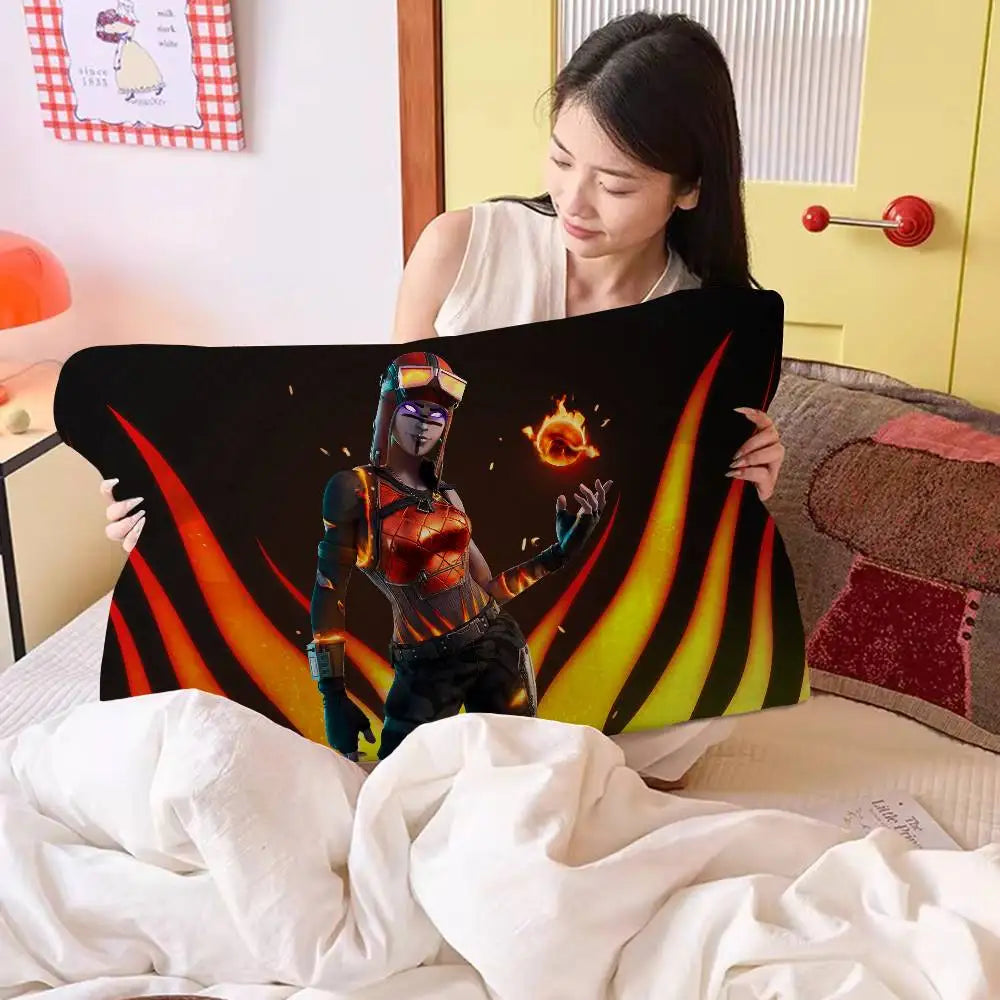 Cartoon-Game F-FortniteS aus schnelltrocknendem Polyester, rutschfest, hochwertiges Kissenhandtuch, rutschfester Kissenbezug, sicher befestigt.