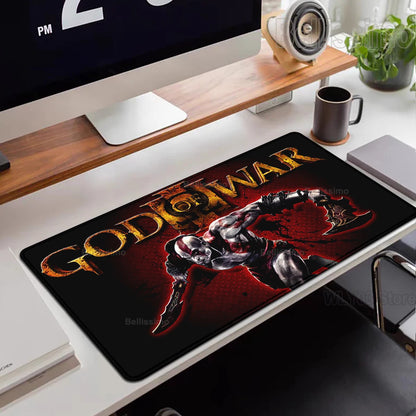 Xxl Mouse Pad God of War Desk Mat Gaming Accessories Keyboard Computer Mousepad Gamer Large Pc Cabinet Office Table Carpet Rug