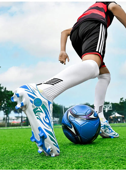 Chaussures de football originales pour hommes, chaussures d'entraînement en plein air, antidérapantes, chaussures de football pour enfants, à crampons longs, chaussures de futsal pour hommes, taille 32-45