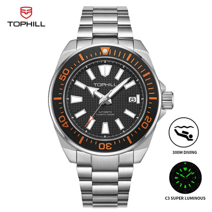 TOPHILL 43.5mm Professional Dive Watch Automatic NH35 Movement Sapphire 300M Waterproof Super Luminous Diving Men's Wristwatches