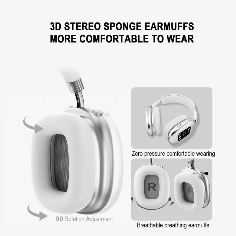 MAX600 Model New Wireless Active Noise Cancelling Headphones Hybrid Wireless Headphone With Touch Control LED Screen 2026 Hot