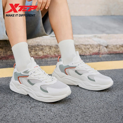 Xtep Casual Shoes For Men Breathable Thick Sole Heightened Lightweight Strong Wrapping Street Style Sports Shoes 977319320047