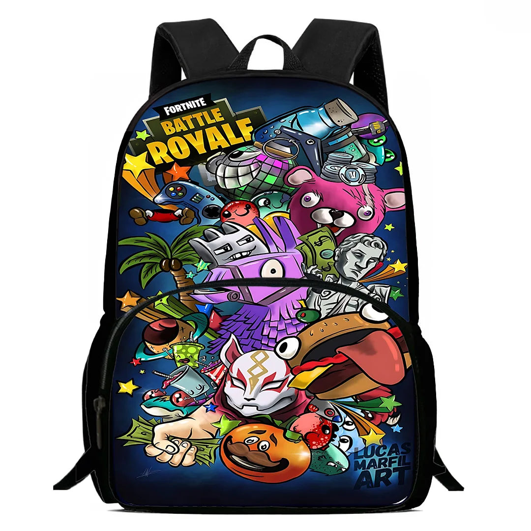 Hot Game Design Child Backpacks Lunch Bag Pencil Case Pupil Large Capacity School Bags For Boy Girl Best Gift F-FortniteS