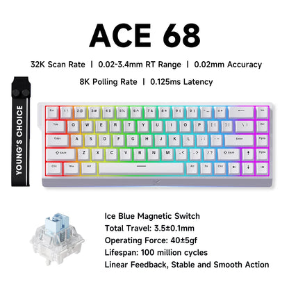 MCHOSE ACE 68 Magnetic Switch Gaming Keyboard Hall Effect Rapid Trigger Programmable RGB 8K Hz DKS/MT/TGL/RS/SOCD Keyboard