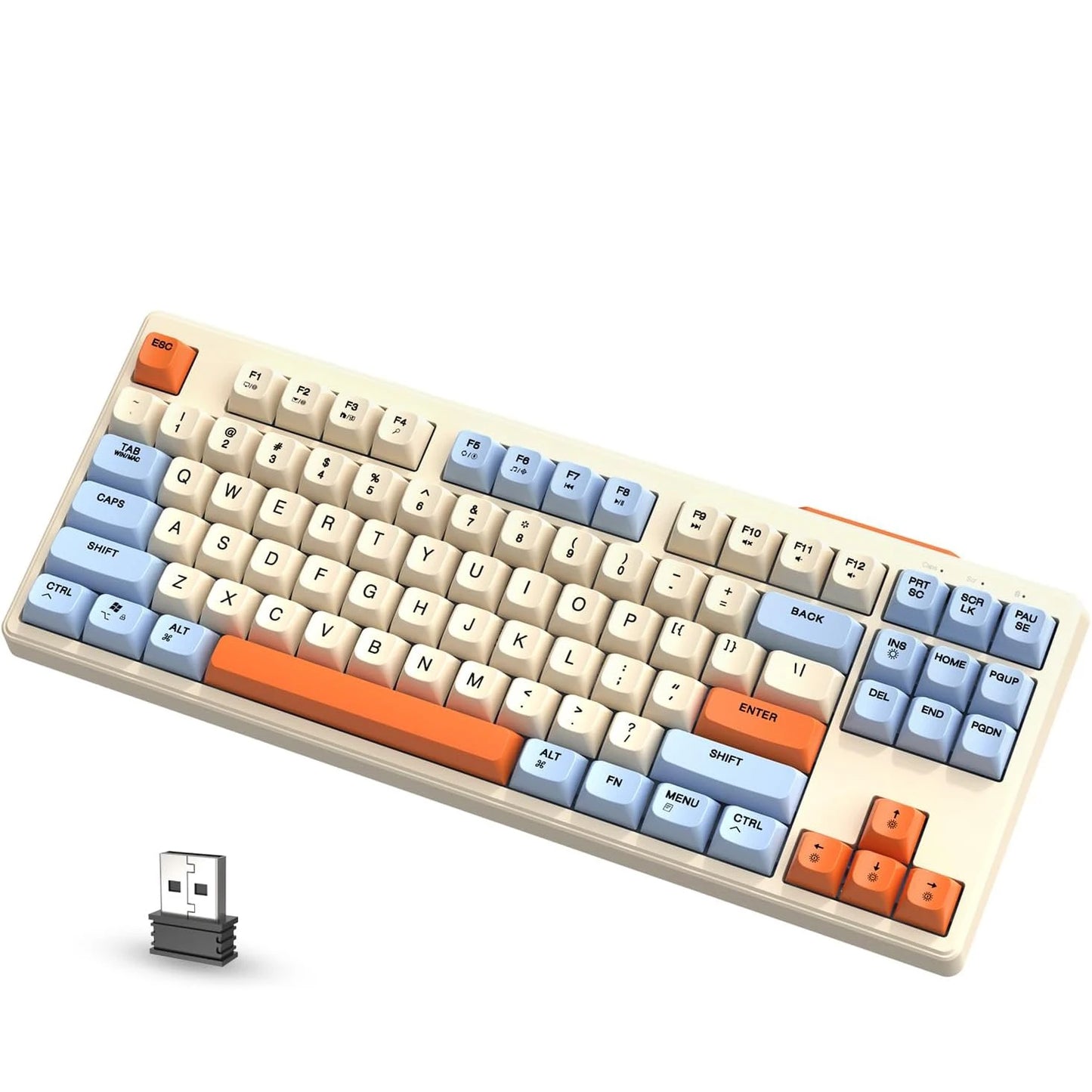 Free Wolf M87 75% Wireless Gaming Keyboard - Silent Switches, Rainbow Backlit, BT/2.4G, PBT Gradient Keycaps, Compact Design