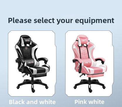 Comfortabele gamingstoel voor zittend gebruik, ergonomische gamestoel met verstelbare rugleuning, massagefunctie en draaibare zitting