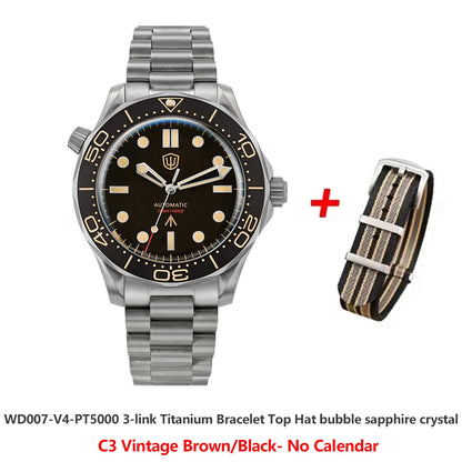 Watchdives WD007 V4 Titanium NTTD Dive Watch PT5000 Automatic Movement Sapphire Super Luminous Domed Crystal 42mm Men Watches