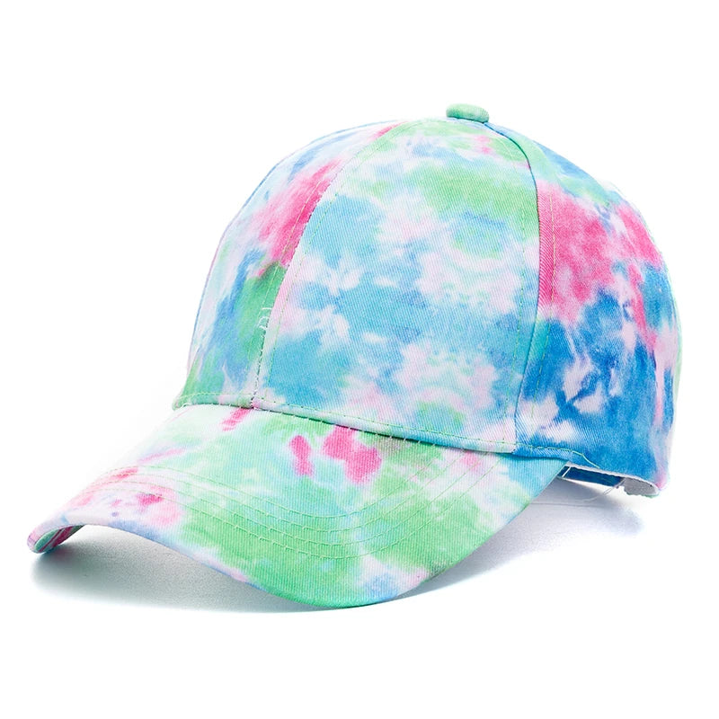 New Outdoor Casual Tie Dye Caps For Women Rainbow Colorful Baseball Cap Female Fashion Streetwear Summer Hat
