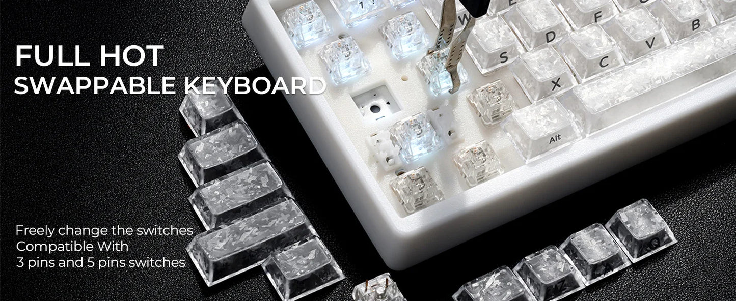 XVX M67 JadeStone Mechanical Keyboard 65% Tri-Mode Wireless Keyboard, Hot Swappable RGB Mechanical Keyboard with IMD Keycaps, Gasket Mount Gaming Keyboard