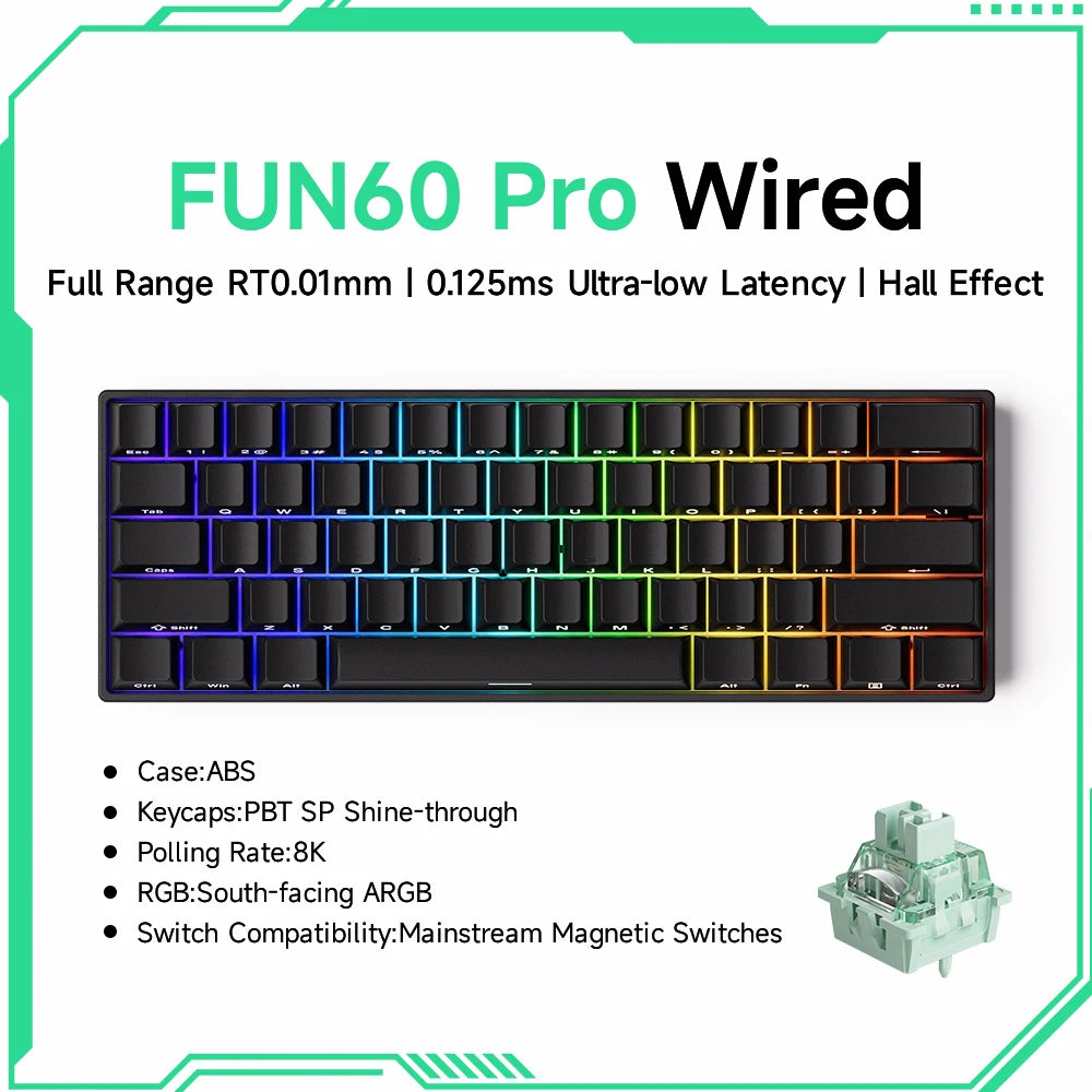 Akko MonsGeek FUN60 PRO&MAX HE Mechanical Keyboard Magnetic Switch 60% Gaming Keyboard Rapid Trigger 8K Custom Keyboard