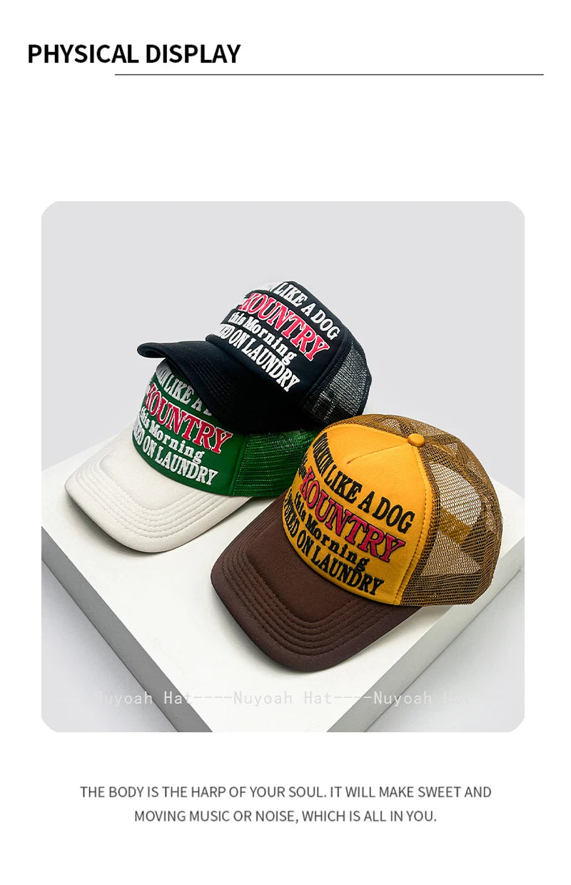 New Unisex Color Block 3D Printed Letter Baseball Hats Sunshade Hip Hop Breathable personal Trucker Caps Mesh Versatile fashion