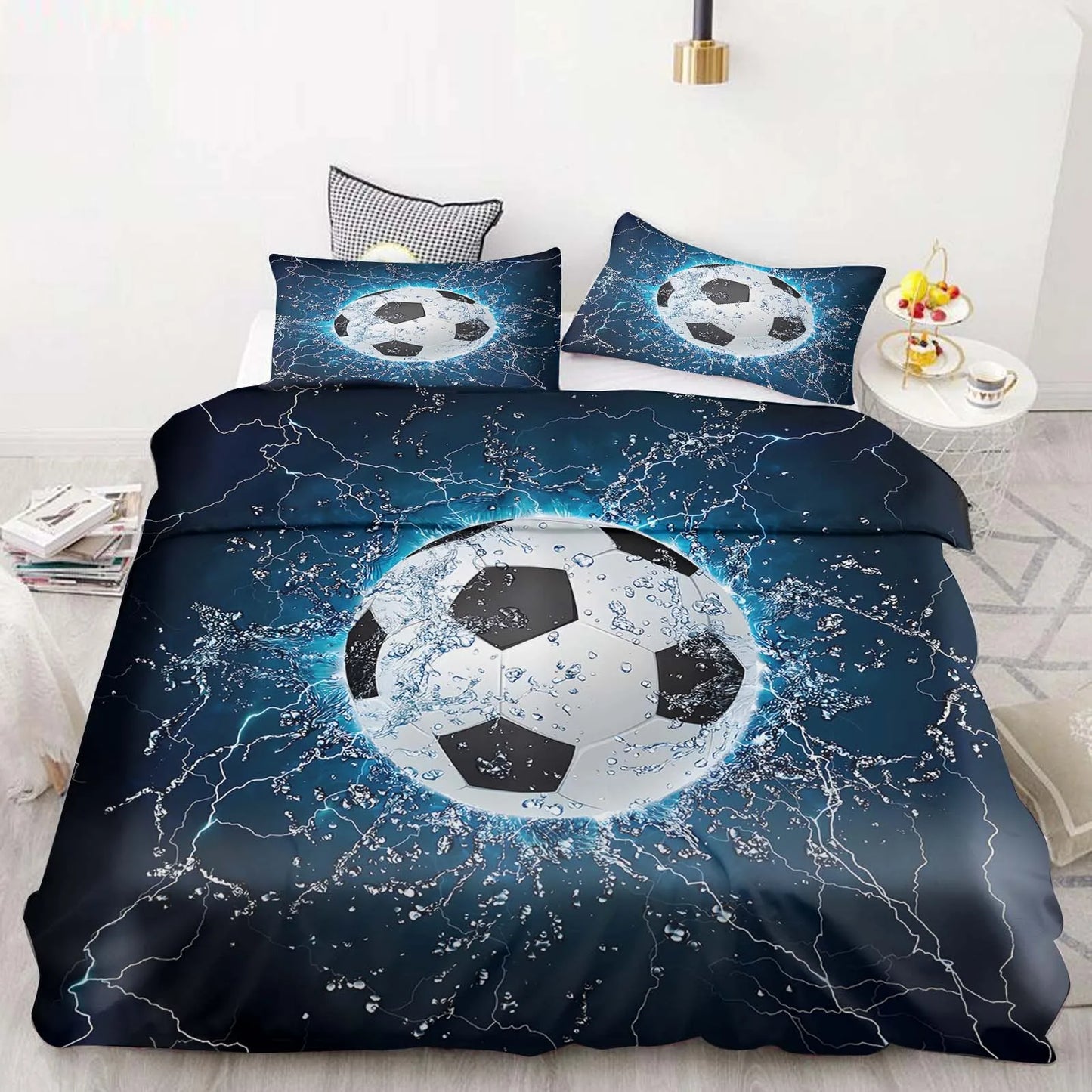 Football Duvet Cover Set Comforter Bedding 3D Children’s Bedding Set 3-Piece 1 Quilt Cover King Size