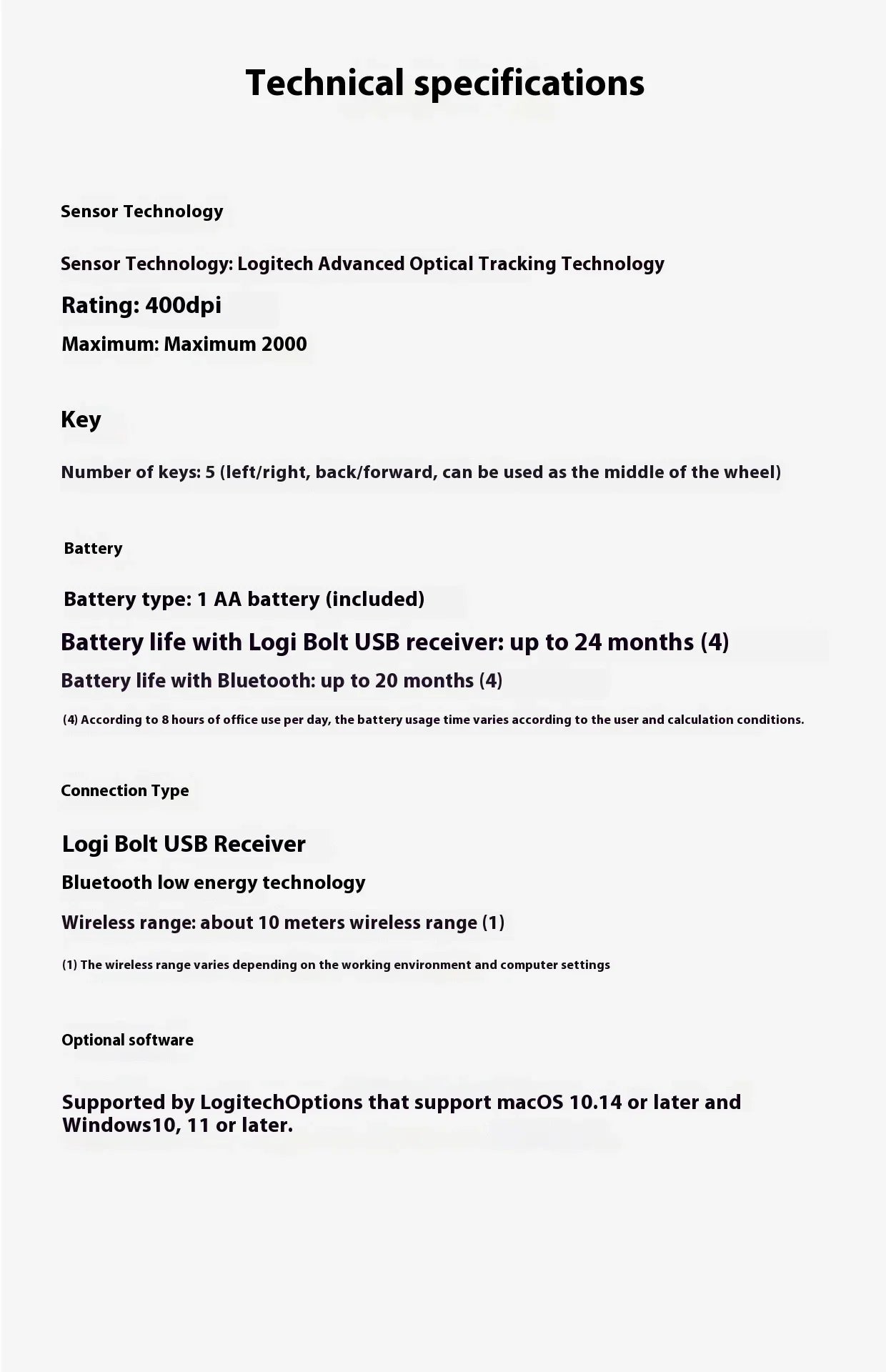 Logitech M750 Mouse 2.4Ghz USB Receiver Wireless Mice 2000DP Office Smart Mouse Portable Mouse For PC Laptop