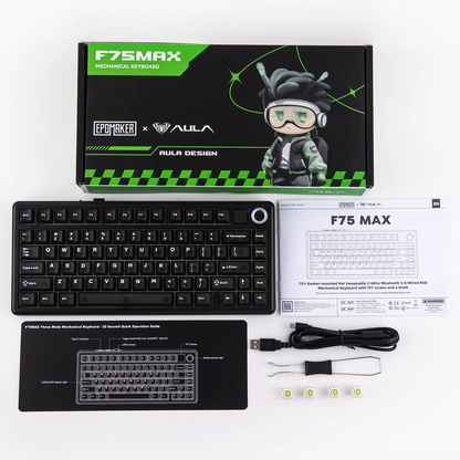 EPOMAKER X AULA F75 MAX Compact 75% Wired/BT5.0/2.4GHz Wireless Mechanical Gaming Keyboard with TFT Screen & Knob for PC/Mac