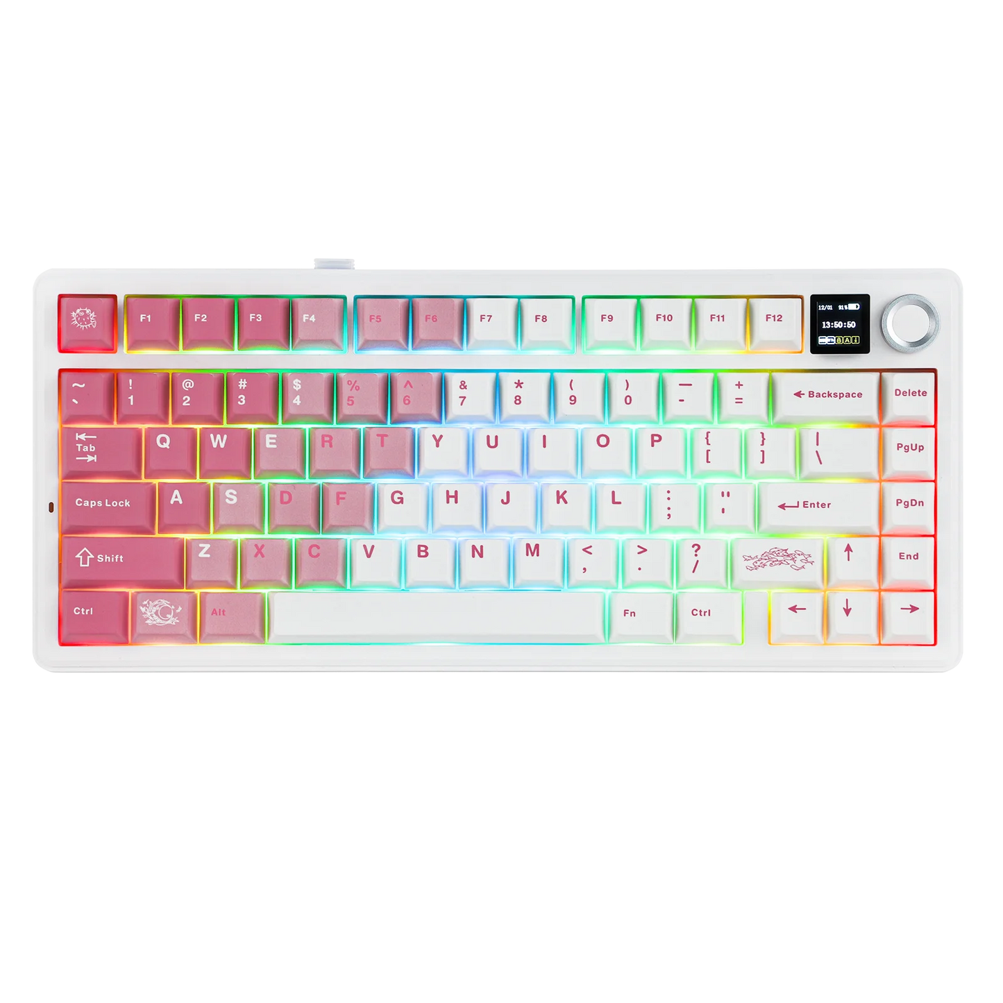 EPOMAKER X AULA F75 MAX Compact 75% Wired/BT5.0/2.4GHz Wireless Mechanical Gaming Keyboard with TFT Screen & Knob for PC/Mac