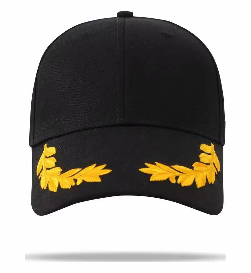 Wheat Stitch Baseball Cap -6-Panel Cotton Sun Hat with Brass Buckle Adjustable Outdoor Fashion Snapback Trendy Unisex Peaked Cap