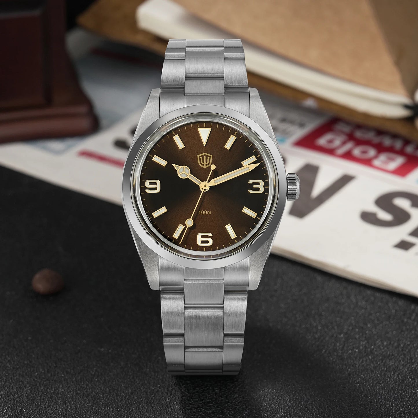 Watchdives WD1016 V3 37mm Watch VH31 Sweep Movement Stainless Steel Watches Luxury Sapphire 100m Waterproof Men Watch Box Gift