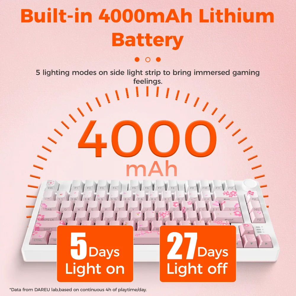 DAREU Tri-mode Gasket Mechanical Keyboard N-Key Rollover Anti-ghosting RGB Backlight Dream switch with Multi Media Button