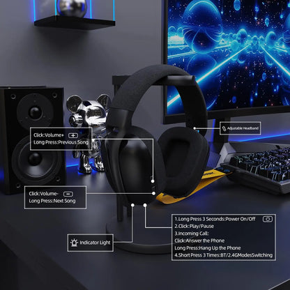 ATTACK SHARK L80PRO Wireless Gaming Headset – Tri-Mode Bluetooth Headphones with Dual Microphone, Lightweight Design & Premium Gaming Audio