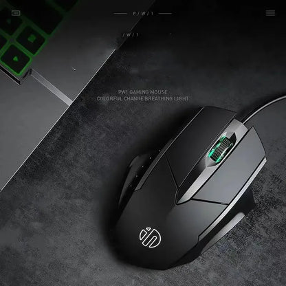 Káblová myš Inphic W1 Esports Gaming Mouse s programovateľnými makrami, nastaviteľným DPI a tichým chodom do kancelárie