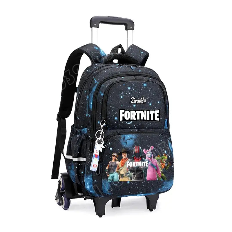 Fortnite Trolley Bag Easy Stair Climbing Anime Waterproof Wheeled Backpack Large Capacity Student Schoolbag Casual Travel Bag