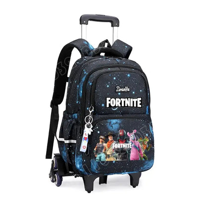 Fortnite Trolley Bag Easy Stair Climbing Anime Waterproof Wheeled Backpack Large Capacity Student Schoolbag Casual Travel Bag