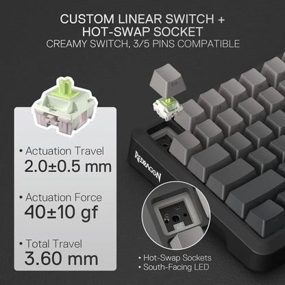 Redragon K724 PRO Wireless Gasket Gaming Hot-Swap South-Facing RGB Socket, Gradient PBT Keycaps Keyboard