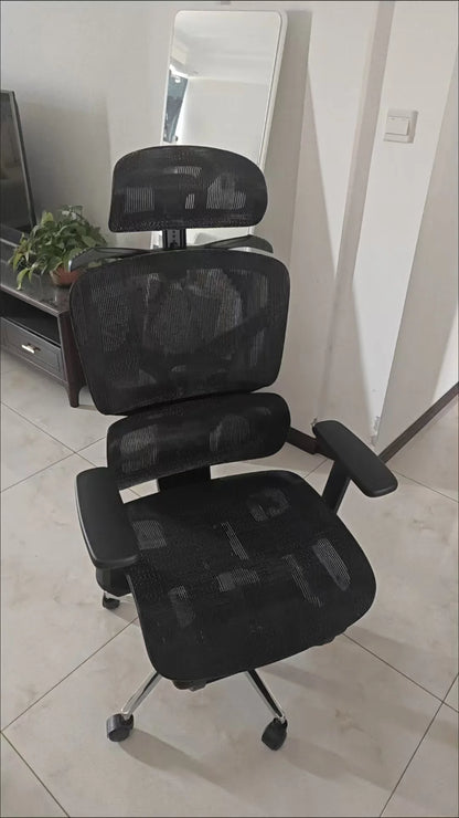 Sedia da ufficio ergonomica in rete con supporto lombare 6D, sedia da computer con schienale alto, sedia da scrivania reclinabile regolabile con poggiapiedi