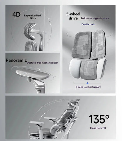 Sedia da ufficio in rete ergonomica executive per computer e gaming, arredo moderno girevole con ruote e regolabile, sedia gaming ergonomica