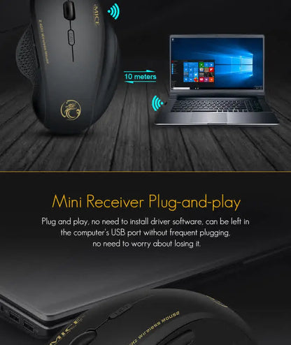 Wireless Gaming Mouse 2.4GHz Ergonomic Optical Mouse with USB Receiver, 1600 DPI Wireless Gaming Mouse for Laptop, PC & Desktop