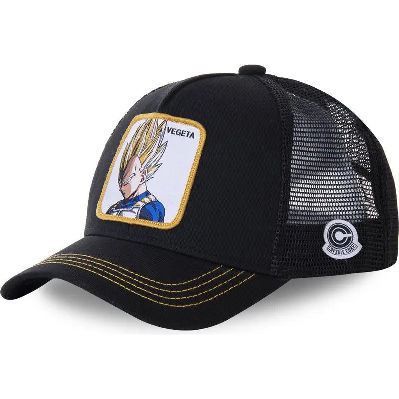 Casquette Dragon Ball Son Goku pour l'été : casquette de voyage à visière, pour homme, brodée, style hip-hop, visière pare-soleil, casquette trucker ajustable en maille