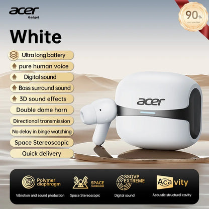 Acer OHR548 Wireless Bluetooth Headphones with ANC, Stereo Sound, Low Latency Gaming Earbuds, Bluetooth In-Ear Headphones with Charging Case