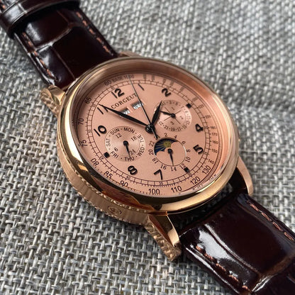 Relógio Automático para Homem Multifunções Data Dia Mês Ano 316L Relógio Mecânico Masculino Caixa Polida Indicador Dia/Noite 42mm