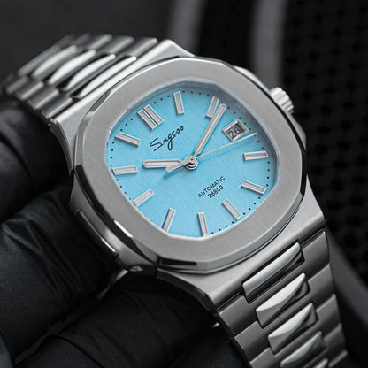 Sugess Men's Watch Automatic Mechanical Wristwatch Miyota 9015 Movement MOP Dial Luminous Waterproof 5bar Bracelet Luxury S466