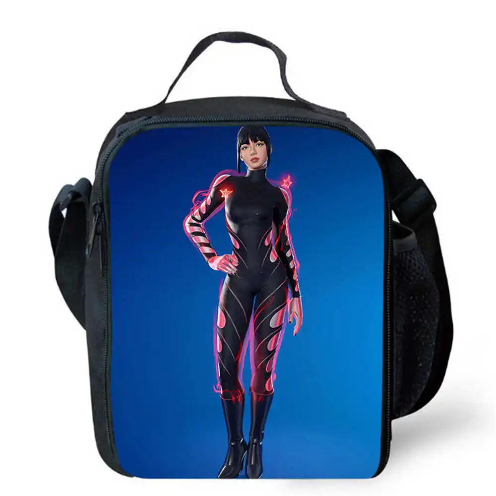 Lunch-Taschen für Kinder, Cartoon-Fortnite-Schul- und Picknicktaschen für Mädchen und Jungen, isolierte Kühltaschen für Kinder, tragbar und leicht