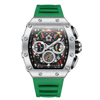 ONOLA Luxury Men Mechanical Watch with Hollow Out Luminous Automatic Watch 3Bar Waterproof Reloj Hombre