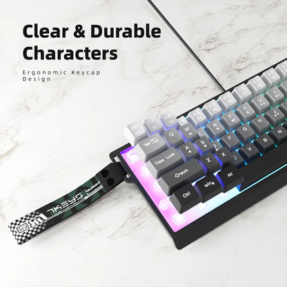 60% compact wired keyboard with RGB backlighting and gradient-colored keycaps, suitable for Windows tablets, laptops and gamers.