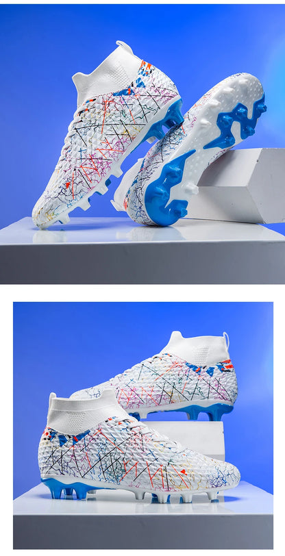 Nouvelles chaussures de football pour hommes, crampons pour terrain extérieur, baskets montantes très vendues pour intérieur, chaussures de football de haute qualité, chaussures de futsal antidérapantes