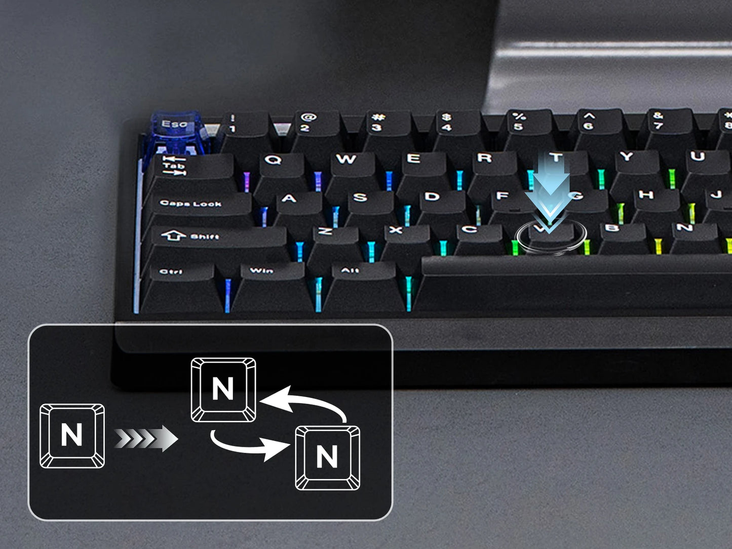EPOMAKER Magcore65 Lite 65% US QWERTY Layout Wired/BT/2.4Ghz Wireless Mechanical Gaming Keyboard 8K Polling Analog Switch