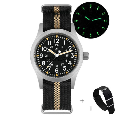Militado ML05 Vintage Watch VH31 Sweep Second Movement Domed Sapphire Crystal With High Clear AR Coating Luminous 38mm Watches