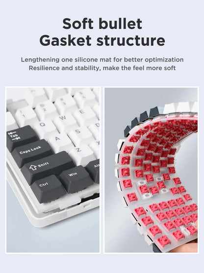AULA F87 Pro Mechanical Keyboard 2.4g/Usb/Bluetooth Tri Mode Wireless 87 Key 5 Layer Silencing Filling Suitable For Gam Original