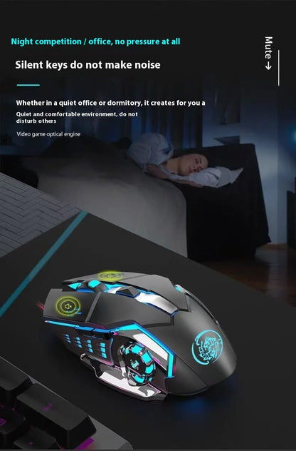 Q13 Bluetooth Wireless Mouse RGB Rechargeable Gaming Mouse, 2.4G Wireless Mouse with Adjustable DPI, 6 Buttons for PC, Laptop & Tablet