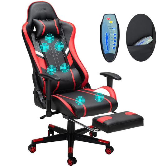 GC-RC03 Massage Gaming Chair Ergonomic Office Chair with Footrest, 7-Point Vibration Massage, Adjustable Height, Reclining Lumbar Support Seat