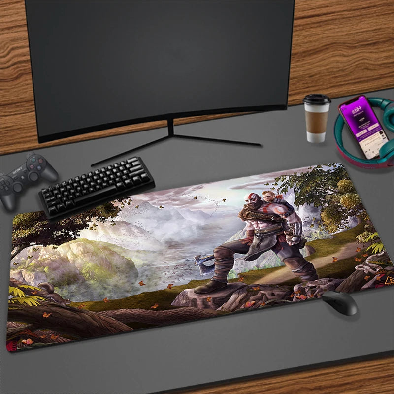 Xxl Mouse Pad God of War Gaming Accessories Keyboard Computer Desk Mat Game Big Carpet 90x40 Large Gamer Cabinet Table Mousepad
