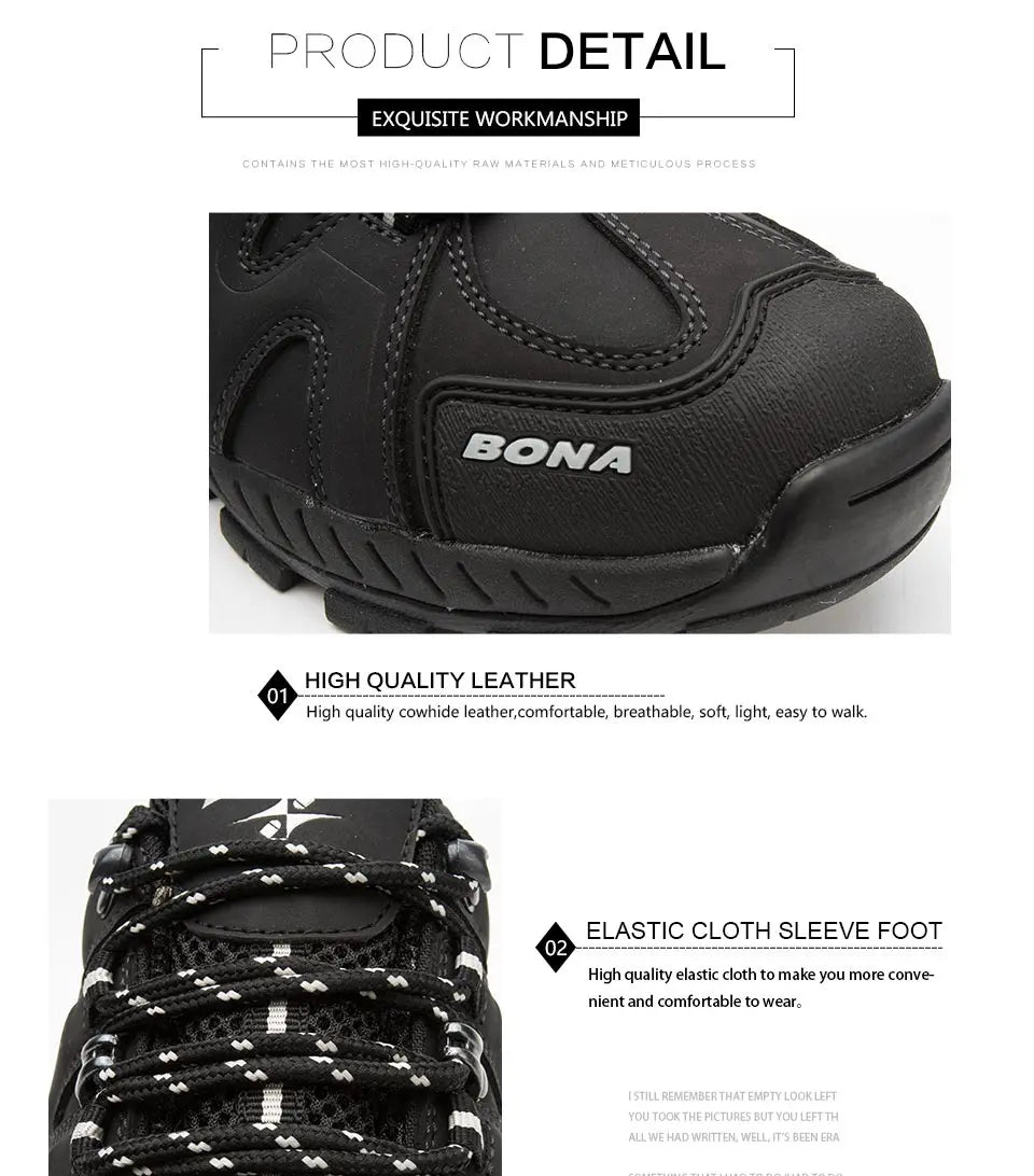 BONA Neuheit Klassischer Stil Herren-Wanderschuhe zum Schnüren Herren-Sportschuhe Outdoor-Jogging Trekking-Sneaker