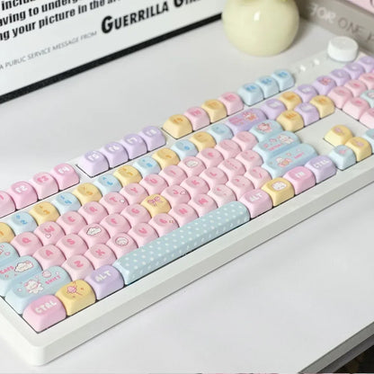 MOA Keycaps PBT Cute Candy Bear 131 Keys Small Full Set for 60/64/84/98/108 Gaming Mechanical Keyboard MX Switch
