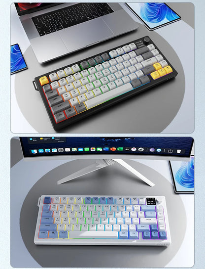 Ajazz AF82 Series 75% Layout Wireless Keyboard with 4000mAh Battery Low Profile Keys Bluetooth Tri-Mode Connectivity  RGB