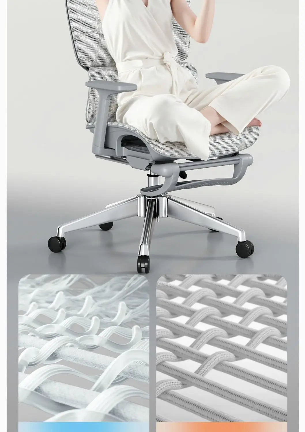 Sedia da ufficio ergonomica in rete con supporto lombare 6D, sedia da computer con schienale alto, sedia da scrivania reclinabile regolabile con poggiapiedi