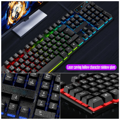 T20 Wired Keyboard Computer Accessories Russian Spanish Keyboard USB Game RGB Backlit Mechanical Touch Keycap Standard 104 Keys