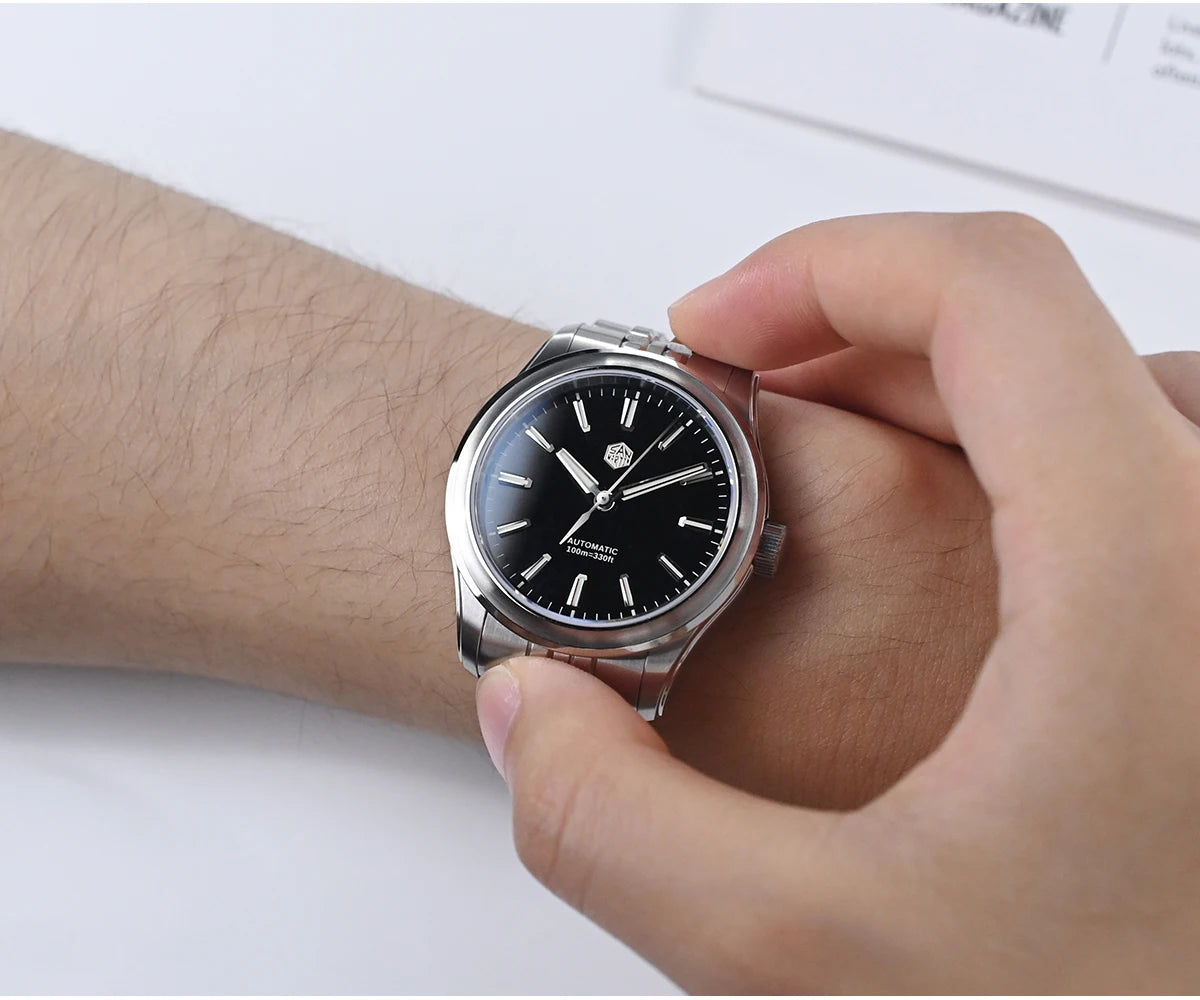 San Martin 39mm Miyota 90S5 Enamel Dial GADA Wristwatch Automatic Mechanical Sapphire BGW-X1 10Bar 5-Link Bracelet  SN0144CG-7